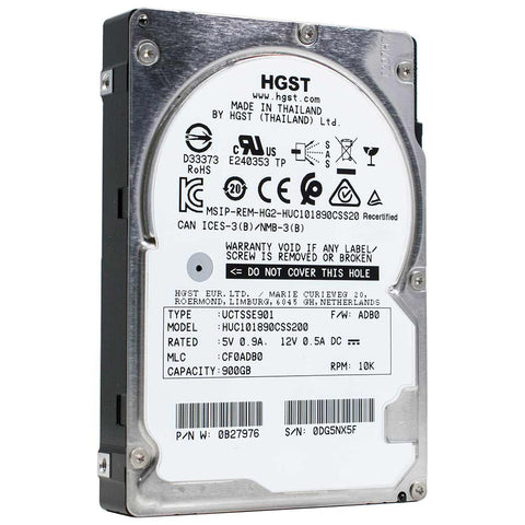 HGST Ultrastar C10K1800 HUC101890CSS200 0B27976 900GB 10K RPM SAS 12Gb/s 512n 128MB 2.5" ISE Hard Drive