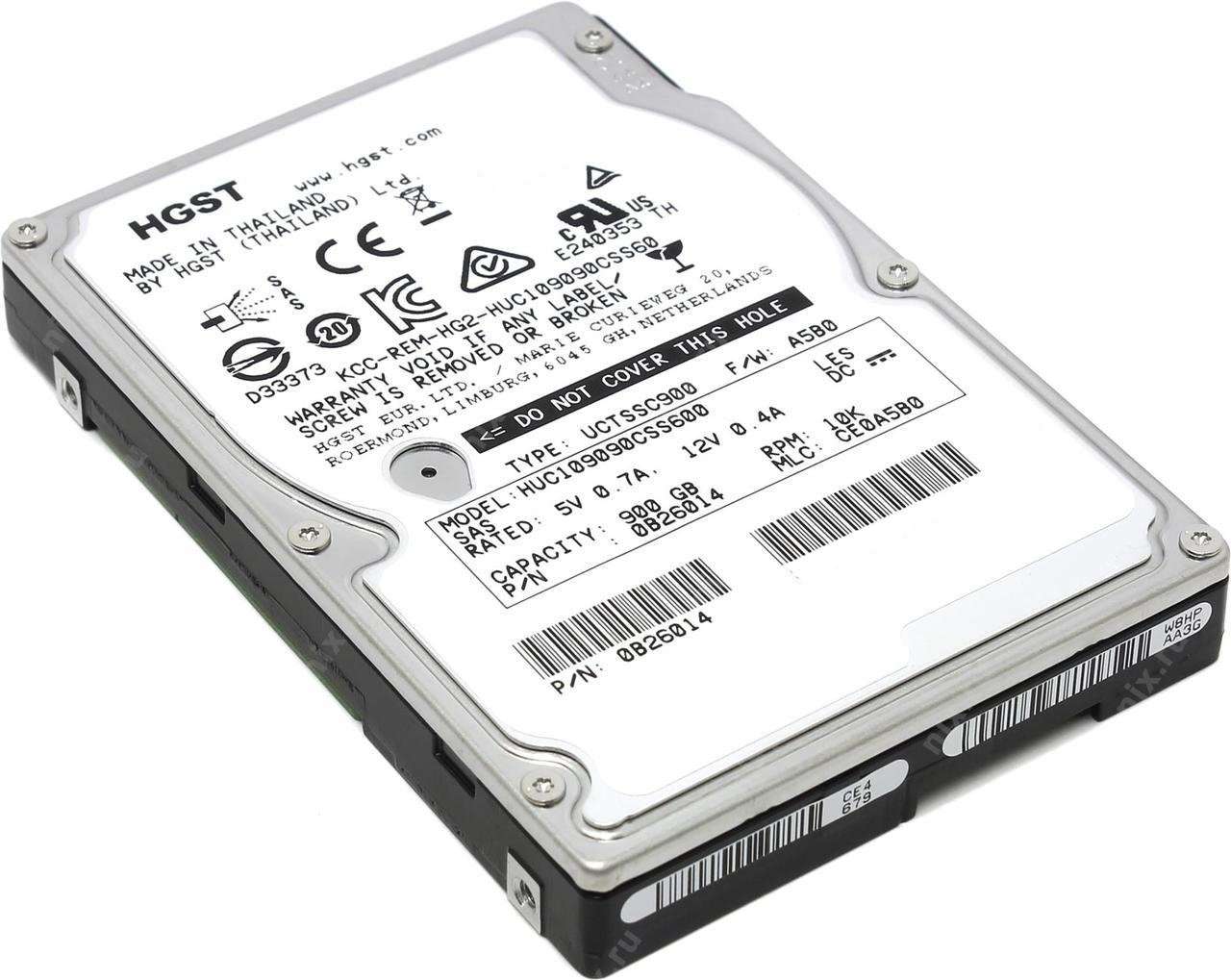 HGST Ultrastar C10K900 HUC109090CSS600 0B26014 900GB 10K RPM SAS-6Gb/s 2.5" 64MB HDD