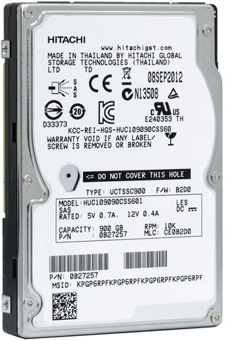 HGST Ultrastar C10K900 HUC109090CSS601 0B27257 900GB 10K RPM SAS 6Gb/s 64MB 2.5" TCG Hard Drive