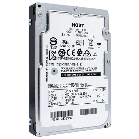 HGST Ultrastar C15K600 HUC156060CSS204 0B30356 600GB 15K RPM SAS 12Gb/s 512n 128MB 2.5" SE HDD