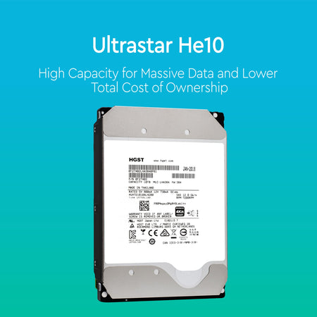 HGST Ultrastar He10 HUH721010AL4200 0F27402 10TB 7.2K RPM SAS 12Gb/s 4Kn 256MB 3.5" ISE Hard Drive