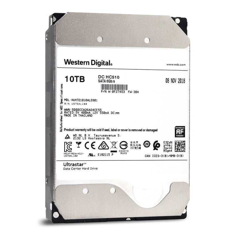 HGST Ultrastar He10 HUH721010ALE601 0F27453 10TB 7.2K RPM SATA 6Gb/s 512e 256MB 3.5" SED Power Disable Pin Manufacturer Recertified HDD - Front View