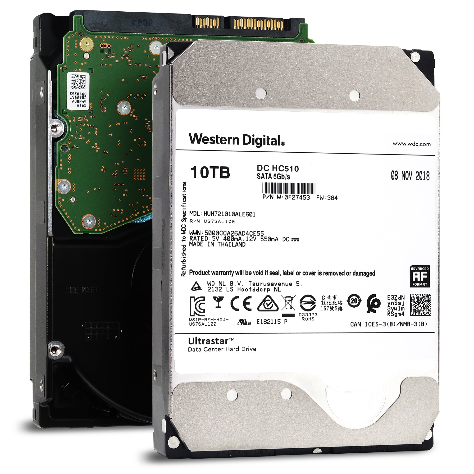 HGST Ultrastar He10 HUH721010ALE601 0F27453 10TB 7.2K RPM SATA 6Gb/s 512e 256MB 3.5" SED Power Disable Pin Manufacturer Recertified HDD