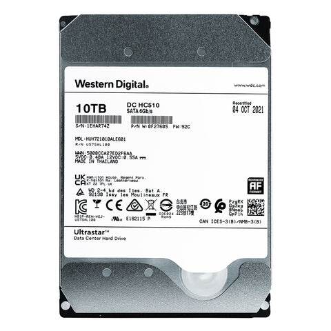 HGST Ultrastar He10 HUH721010ALE601 0F27605 10TB 7.2K RPM SATA 6Gb/s 512e 256MB 3.5" SED Manufacturer Recertified HDD