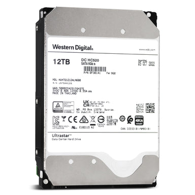 HGST / WD Ultrastar He12 / HC520 HUH721212ALN600 0F30141 12TB 7.2K RPM SATA 6Gb/s 4Kn 256MB 3.5" ISE Manufacturer Recertified HDD - Front View