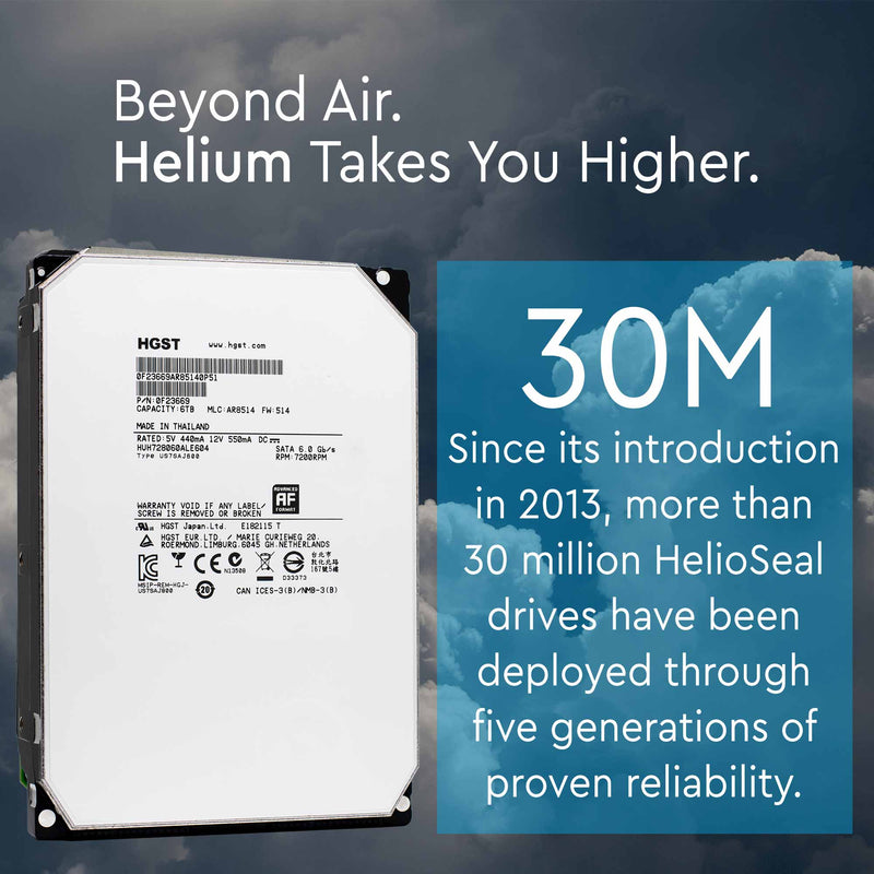 HGST Ultrastar He8 HUH728060ALE604 0F23669 6TB 7.2K RPM SATA 6Gb/s 512e 128MB 3.5" SE HDD