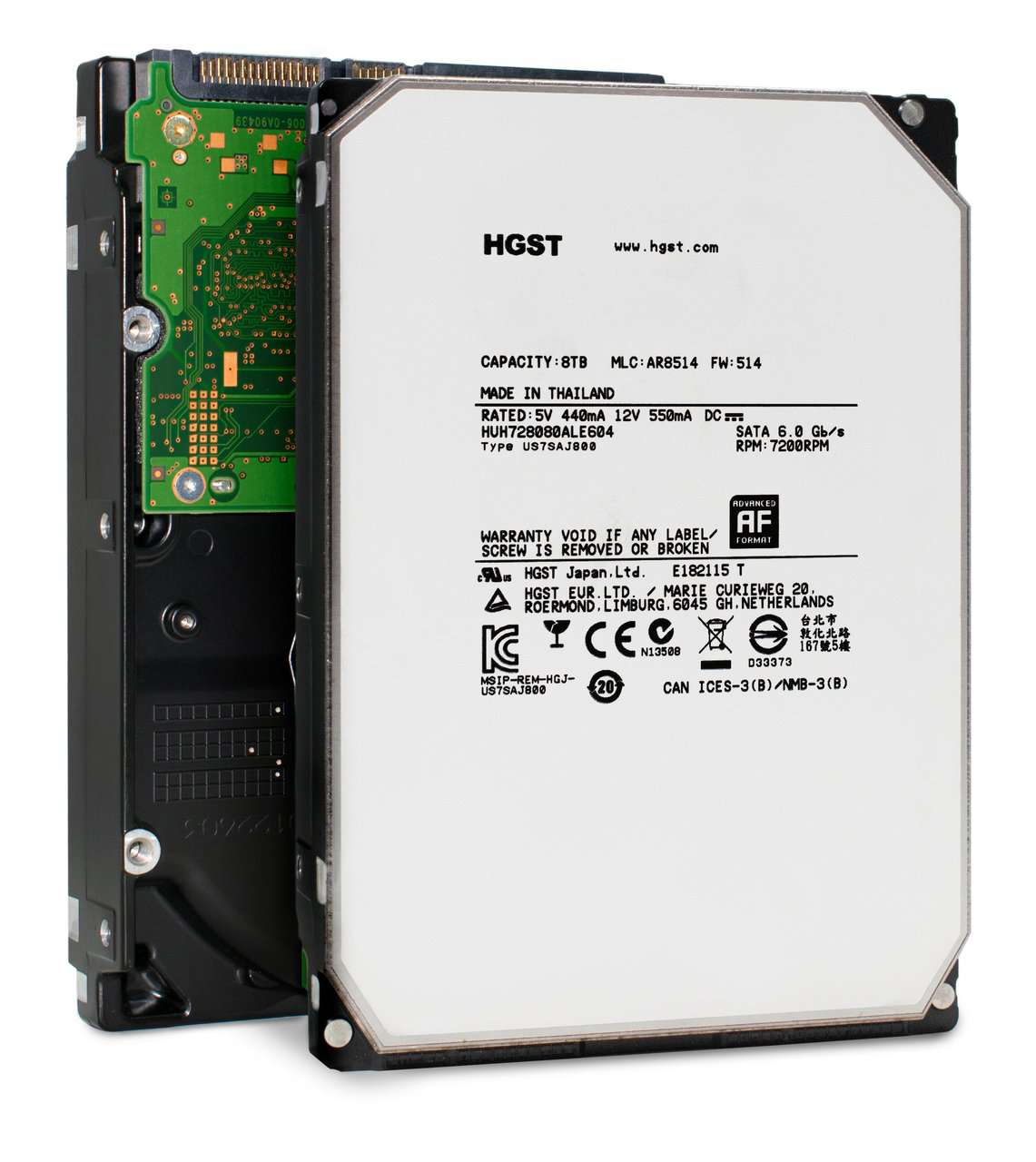 HGST Ultrastar He8 HUH728080ALE604 0F23668 8TB 7.2K RPM SATA-6Gb/s 128MB Cache 3.5" Manufacturer Recertified HDD