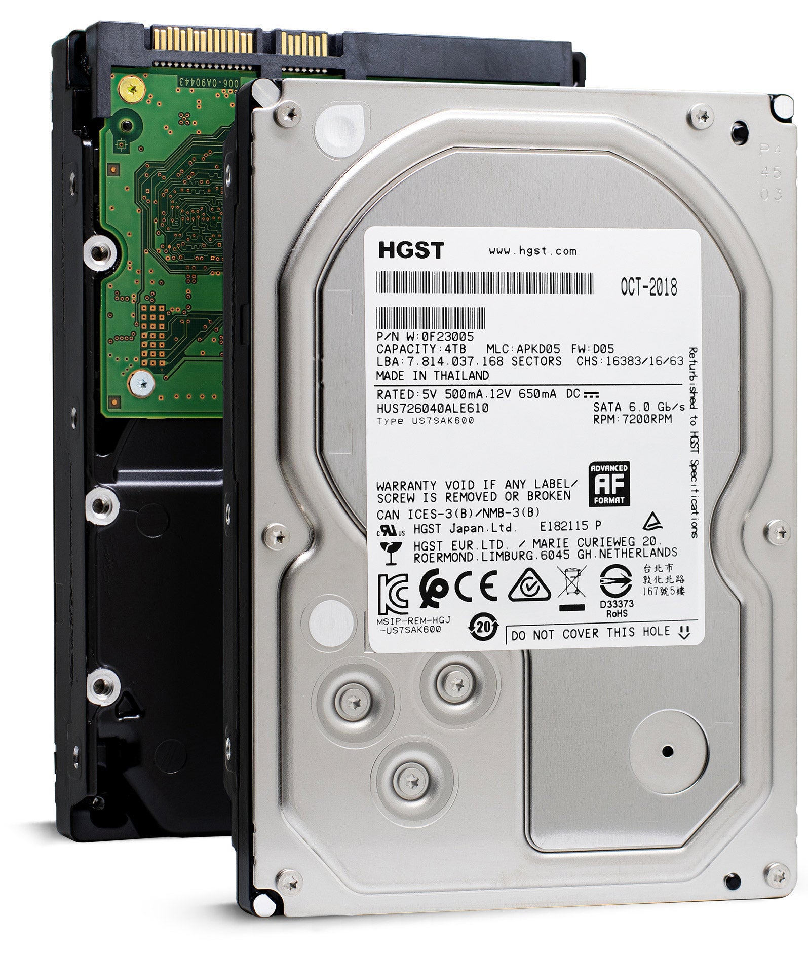 HGST Ultrastar 7K6000 HUS726040ALE610 0F23005 4TB 7.2K RPM SATA 6Gb/s 128MB 3.5" Manufacturer Recertified HDD