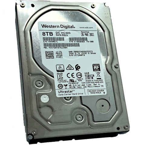 Western Digital Ultrastar DC HC320 HUS728T8TALE604 0B36403 8TB 7.2K RPM SATA 6Gb/s 512e Power-Disable 3.5in Recertified Hard Drive