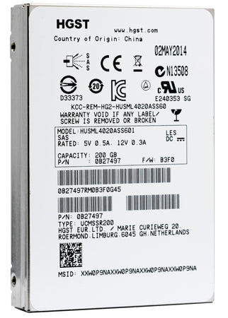 HGST Ultrastar SSD400M HUSML4020ASS601 0B27497 200GB SAS 6Gb/s 2.5" TCG Solid State Drive
