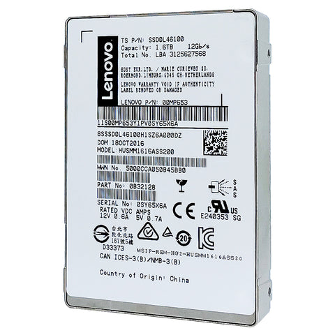 Lenovo Ultrastar SSD1600MM HUSMM1616ASS200 00MP653 1.6TB SAS