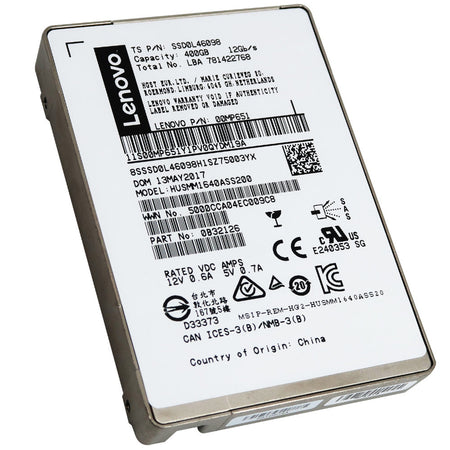 Lenovo Ultrastar SSD1600MM HUSMM1640ASS200 00MP651 400GB SAS 12Gb/s 2.5in Solid State Drive