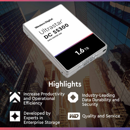Western Digital DC SS300 HUSMM3216ASS204 1.6TB SAS 12Gb/s 512e 2.5in Recertified Solid State Drive - Highlights