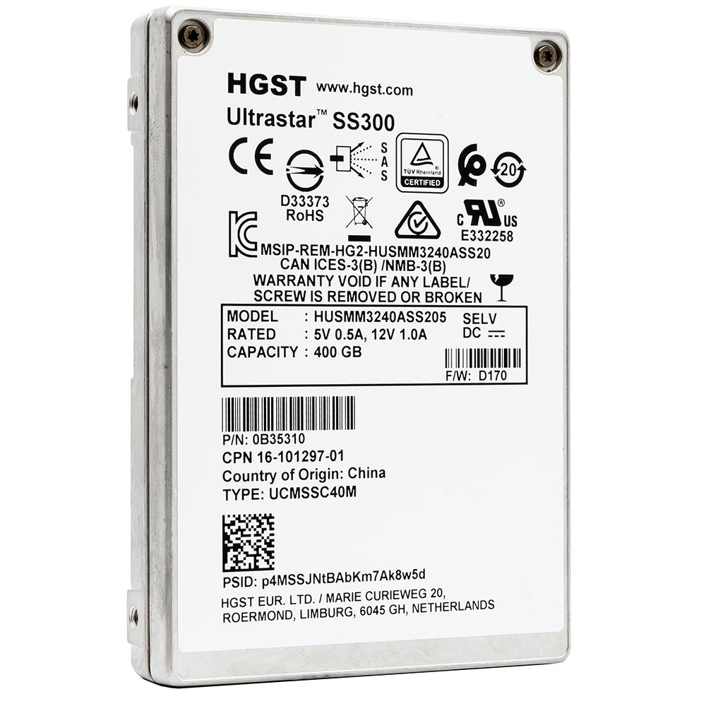 Western Digital Ultrastar DC SS300 HUSMM3240ASS205 400GB SAS 12Gb/s TCG-FIPS 2.5in Refurbished SSD - Product Image