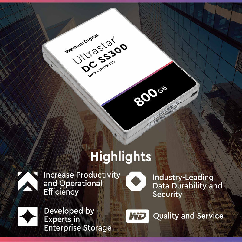 Western Digital DC SS300 HUSMM3280ASS204 800GB SAS 12Gb/s 512e 2.5in Refurbished SSD - Highlights