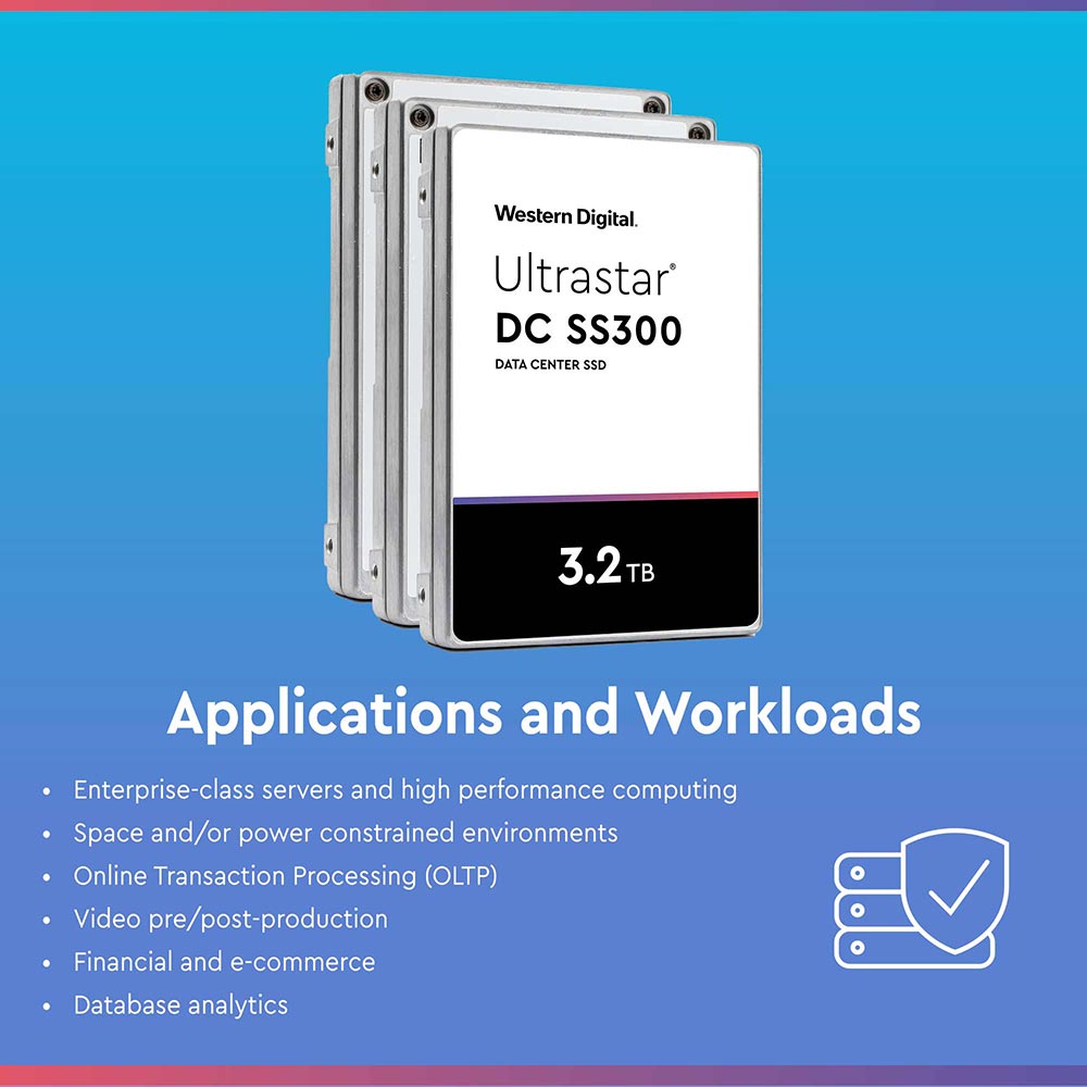 Western Digital Ultrastar DC SS300 HUSMR3232ASS205 JFCC7 3.2TB SAS 12Gb/s 3D MLC TCG-FIPS 2.5in Solid State Drive - Applications and Workloads