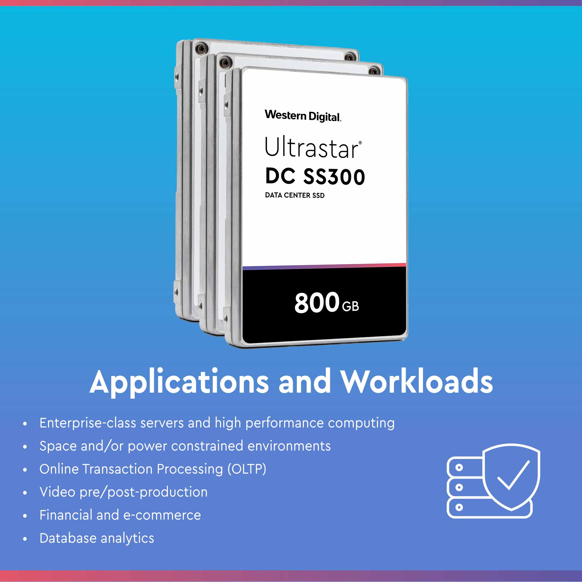 Western Digital DC SS300 HUSMM3280ASS204 800GB SAS 12Gb/s 512e 2.5in Refurbished SSD - Applications and Workloads