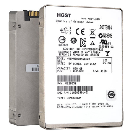 HGST SSD800MM HUSMM8080ASS200 0B28652 800GB 7.2K RPM SAS 12Gb/s Write Intensive MLC 2.5in Refurbished SSD