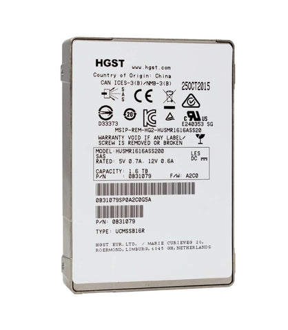 HGST Ultrastar SSD1600MR HUSMR1616ASS200 0B31079 1.6TB SAS 12Gb/s 2.5" Manufacturer Recertified SSD