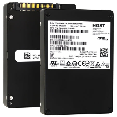 Western Digital Ultrastar DC SN200 HUSMR7664BDP301 0TS1317 6.4TB PCIe Gen 3.0 x4 4GB/s U.2 NVMe 3DWPD MLC 2.5in Solid State Drive