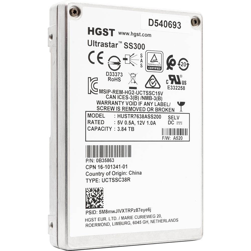 Western Digital Ultrastar DC SS300 HUSTR7638ASS200 3.84TB SAS 12Gb/s ISE 2.5in Solid State Drive - Product Image