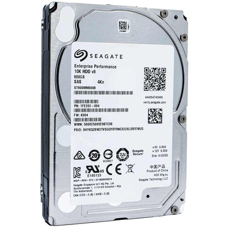 Seagate Enterprise Performance ST900MM0008 1FE202-004 900GB 10K RPM SAS 12Gb/s 4Kn 2.5in Recertified Hard Drive