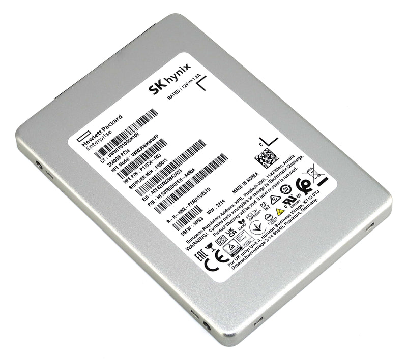 HP / SK Hynix PE6011 P11534-003 3.84TB PCIe Gen 3.0 x4 4GB/s 3D TLC U.2 NVMe 2.5in Solid State Drive - Flat View