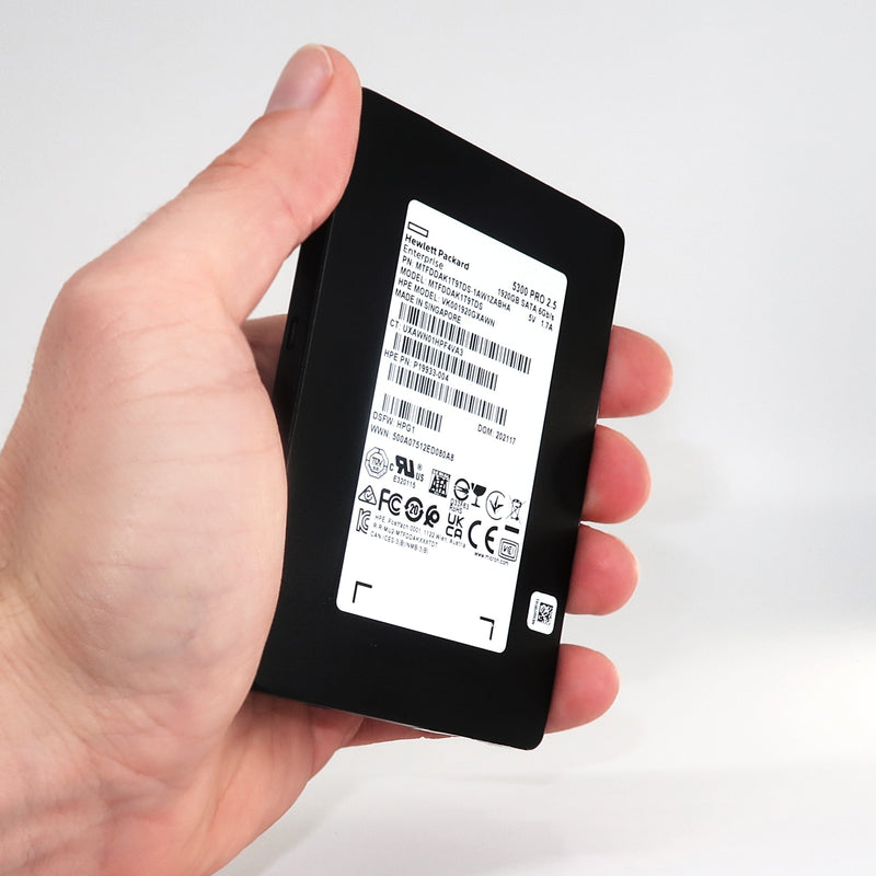 Micron 5300 PRO MTFDDAK1T9TDS-1AW1ZABHA P19933-004 1.92TB SATA 6Gb/s 3D TLC 2.5in Solid State Drive - Handheld View