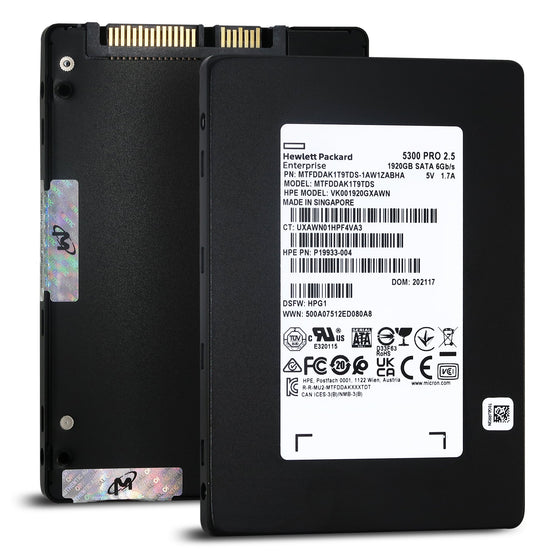 HPE 5300 PRO P19933-004 VK001920GXAWM 1.92TB SATA 6Gb/s 3D TLC 2.5in Solid State Drive - Main View