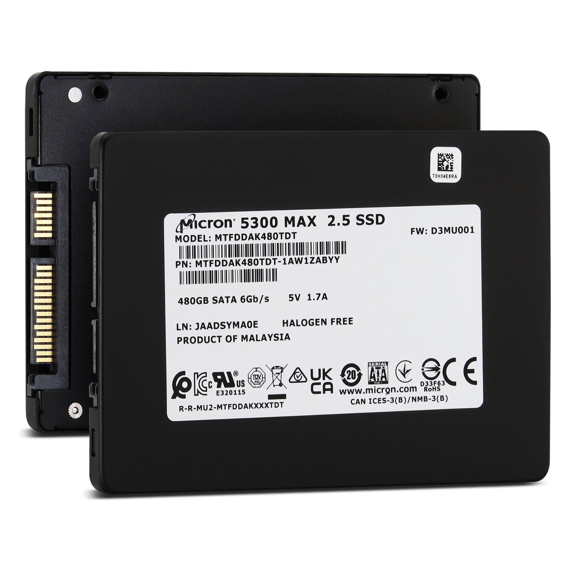 Micron 5300 MAX MTFDDAK480TDT-1AW1ZAB 480GB SATA 6Gb/s 2.5in Solid State Drive