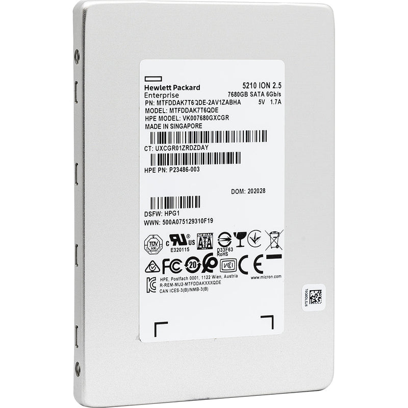 HP 5210 ION MTFDDAK7T6QDE-2AV1ZABHA P23486-003 7.68TB SATA 6Gb/s 2.5in Solid State Drive