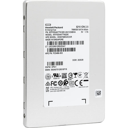 HP 5210 ION MTFDDAK7T6QDE-2AV1ZABHA P23486-003 7.68TB SATA 6Gb/s 2.5in Refurbished SSD