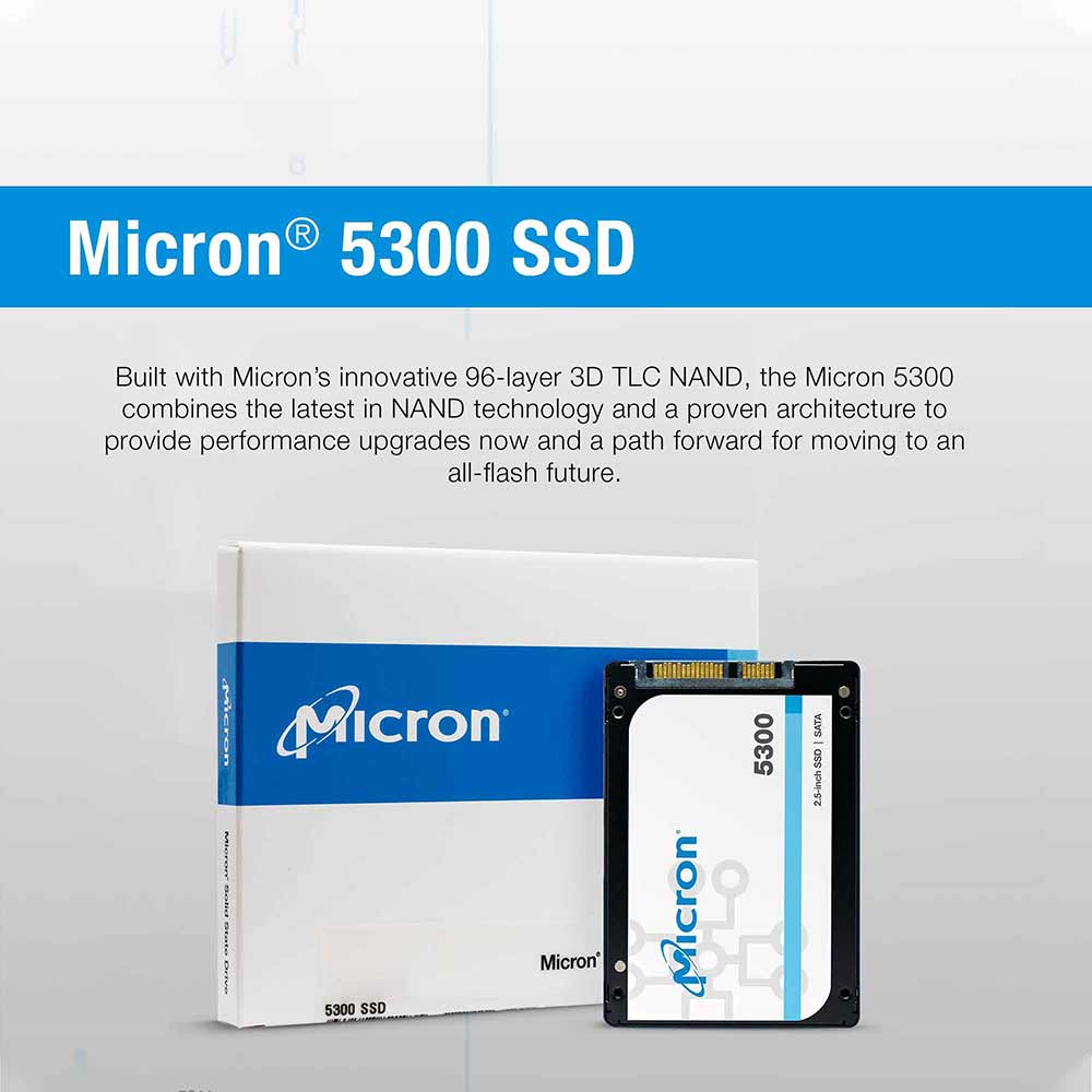Micron 5300 Pro MTFDDAK960TDS-1AW1ZABYY 960GB SATA 6Gb/s TLC 2.5in Solid State Drive - Micron 5300 SSD