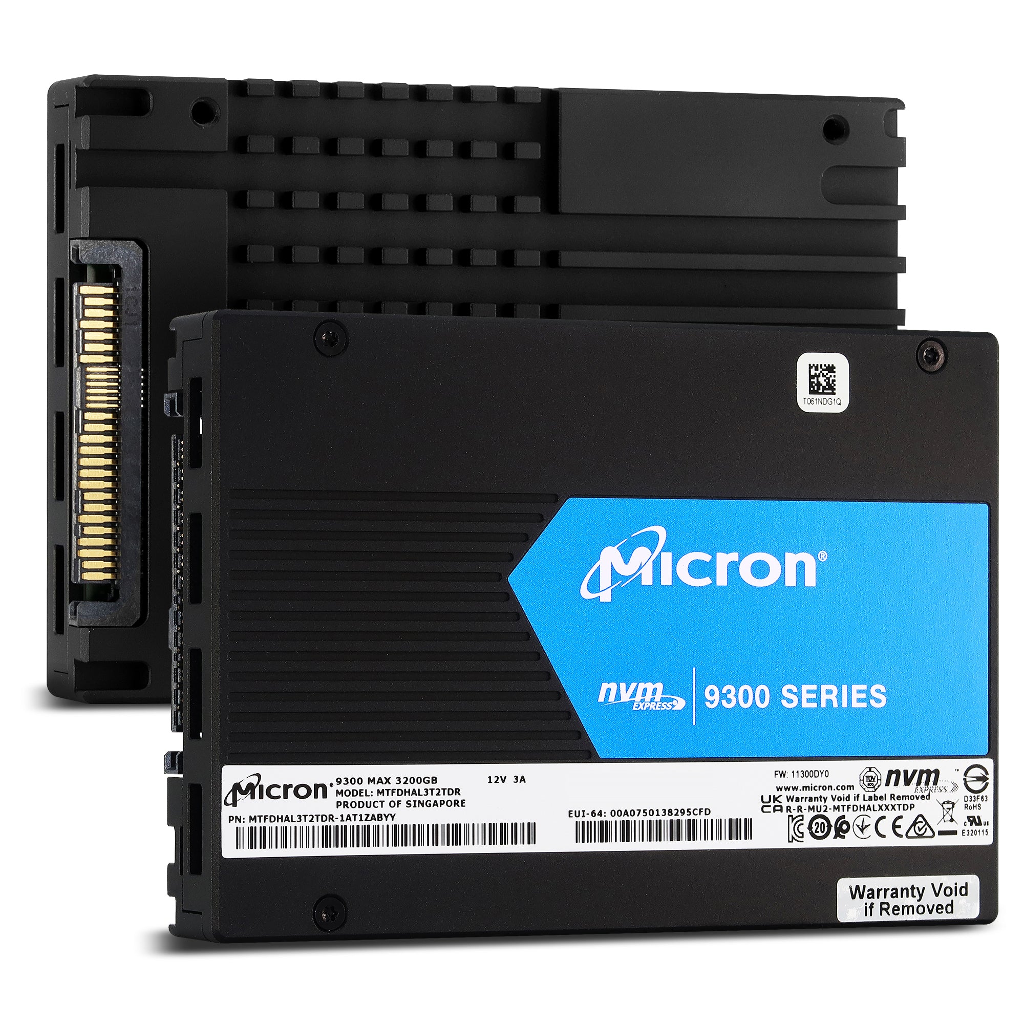 Micron 9300 MAX MTFDHAL3T2TDR 1AT1ZABYY 3.2TB PCIe Gen 3.0 x4 4GB/s 3D TLC U.2 NVMe 3DWPD 2.5in Solid State Drive