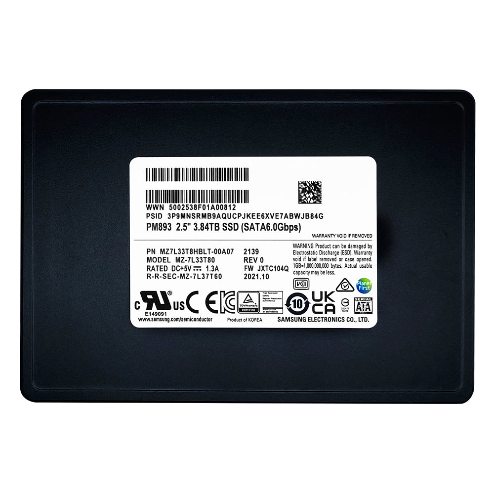 Samsung PM893 MZ-7L33T80 MZ7L33T8HBLT-00A07 3.84TB SATA 6Gb/s 3D TLC 2.5in Solid State Drive