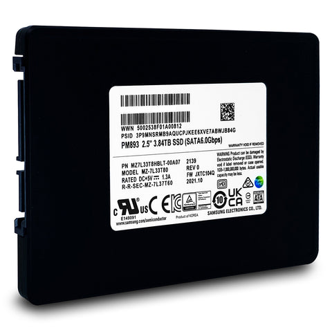 Samsung PM893 MZ-7L33T80 MZ7L33T8HBLT-00A07 3.84TB SATA 6Gb/s 3D TLC 2.5in Solid State Drive