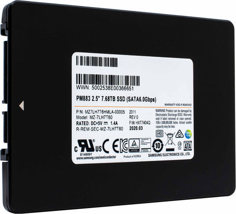 Samsung PM883 MZ7LH7T6HMLA 7.68TB SATA 6Gb/s 2.5" Solid State Drive