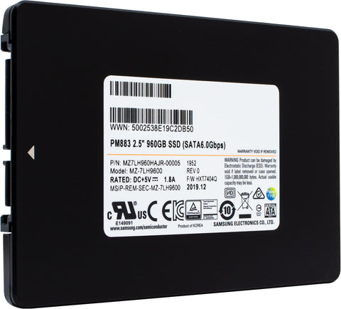 Samsung PM883 MZ7LH960HAJR 960GB SATA 6Gb/s 2.5" AES 256-bit SSD