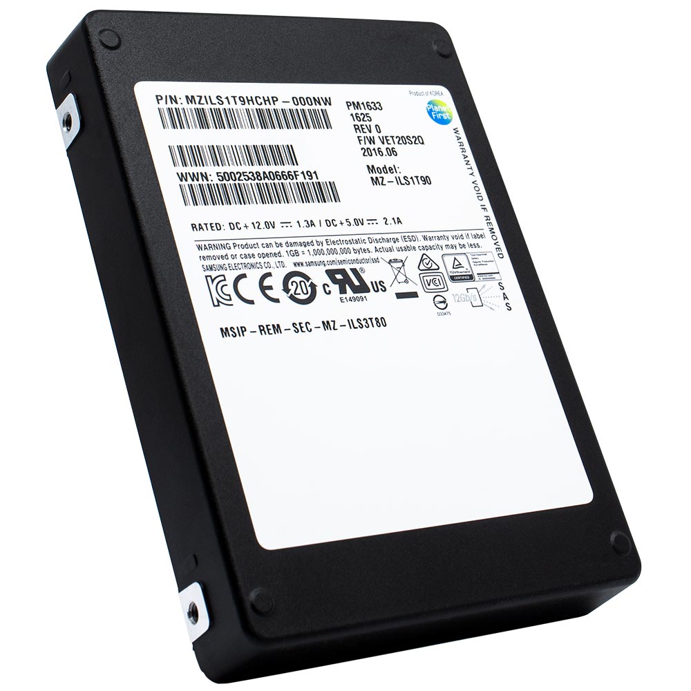Samsung PM1633 MZILS1T9HCHP MZ-ILS1T90 1.92TB SAS 12Gb/s 2.5" AES 256-bit Manufacturer Recertified SSD