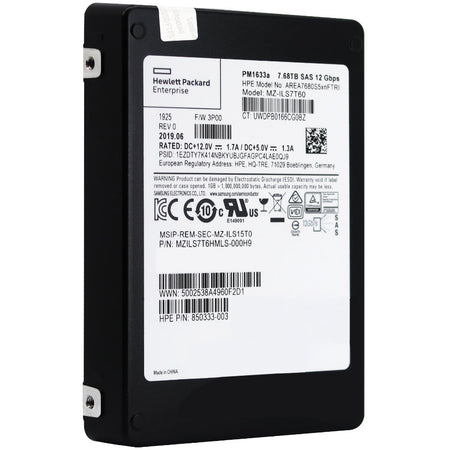 HP PM1633a MZILS7T6HMLS-000H9 850333-003 7.68TB SAS 12Gb/s 2.5in Solid State Drive