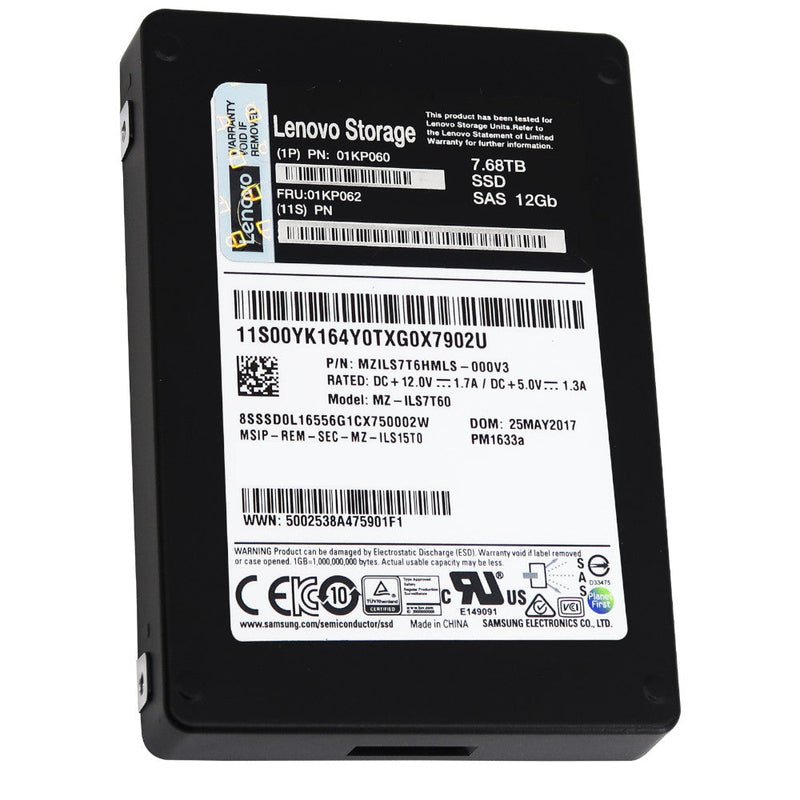Lenovo PM1633a MZILS7T6HMLS-000V3 01KP060 7.68TB SAS 12Gb/s 2.5in Refurbished SSD