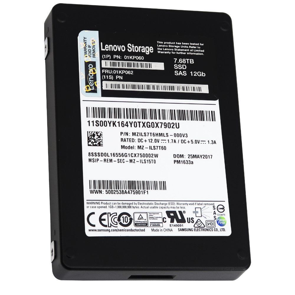 Lenovo PM1633a MZILS7T6HMLS-000V3 01KP060 7.68TB SAS 12Gb/s 2.5in Recertified Solid State Drive