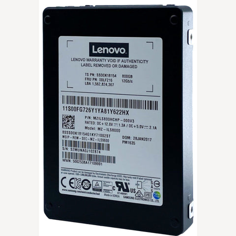 Lenovo PM1635 MZILS800HCHP 00LF216 800GB SAS 12Gb/s 2.5in Recertified Solid State Drive