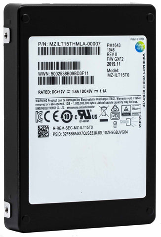 Samsung PM1643 MZILT15THMLA MZ-ILT15T0 15.36TB SAS 12Gb/s 2.5" AES 256-bit Solid State Drive