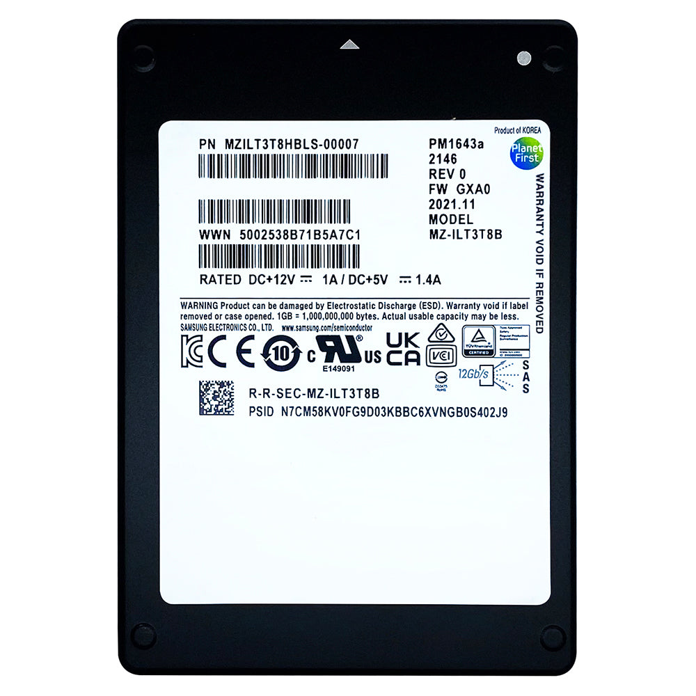Samsung PM1643a MZ-ILT3T8B MZILT3T8HBLS-00007 3.84TB SAS 12Gb/s 3D TLC 2.5in Solid State Drive