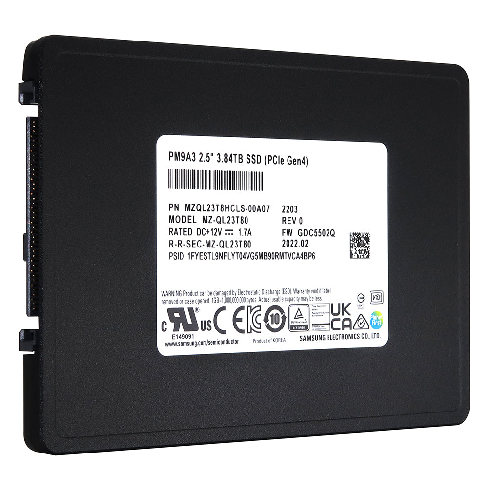 Samsung PM9A3 MZ-QL23T80 MZQL23T8HCLS-00A07 3.84TB PCIe Gen 4.0 x4 8GB/s Read Intensive 2.5in Solid State Drive