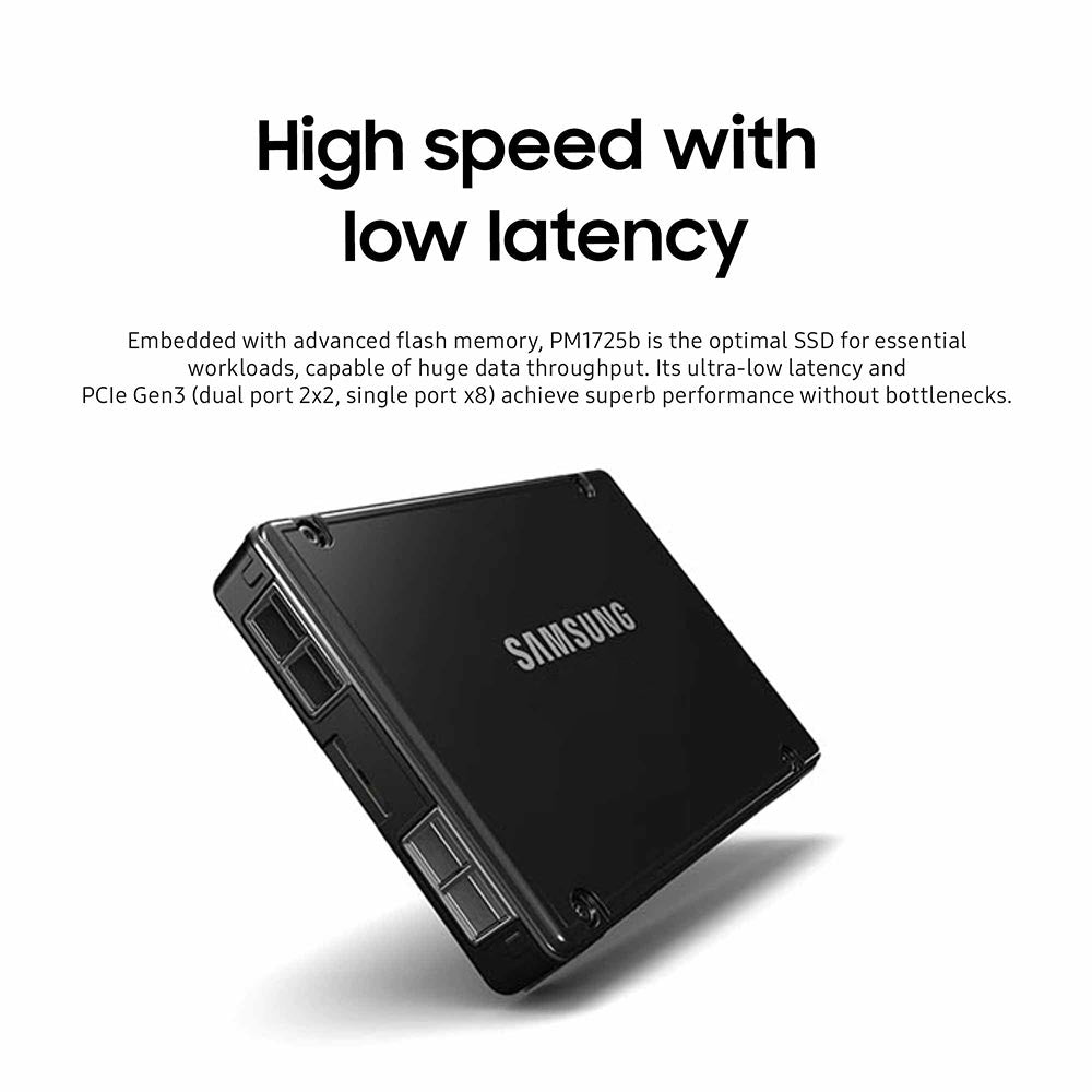 Samsung PM1725b MZWLL1T6HAJQ MZ-WLL1T6B 1.6TB PCIe Gen 3.0 x4 4GB/s 2.5" Dual Port SSD - High speed with low latency