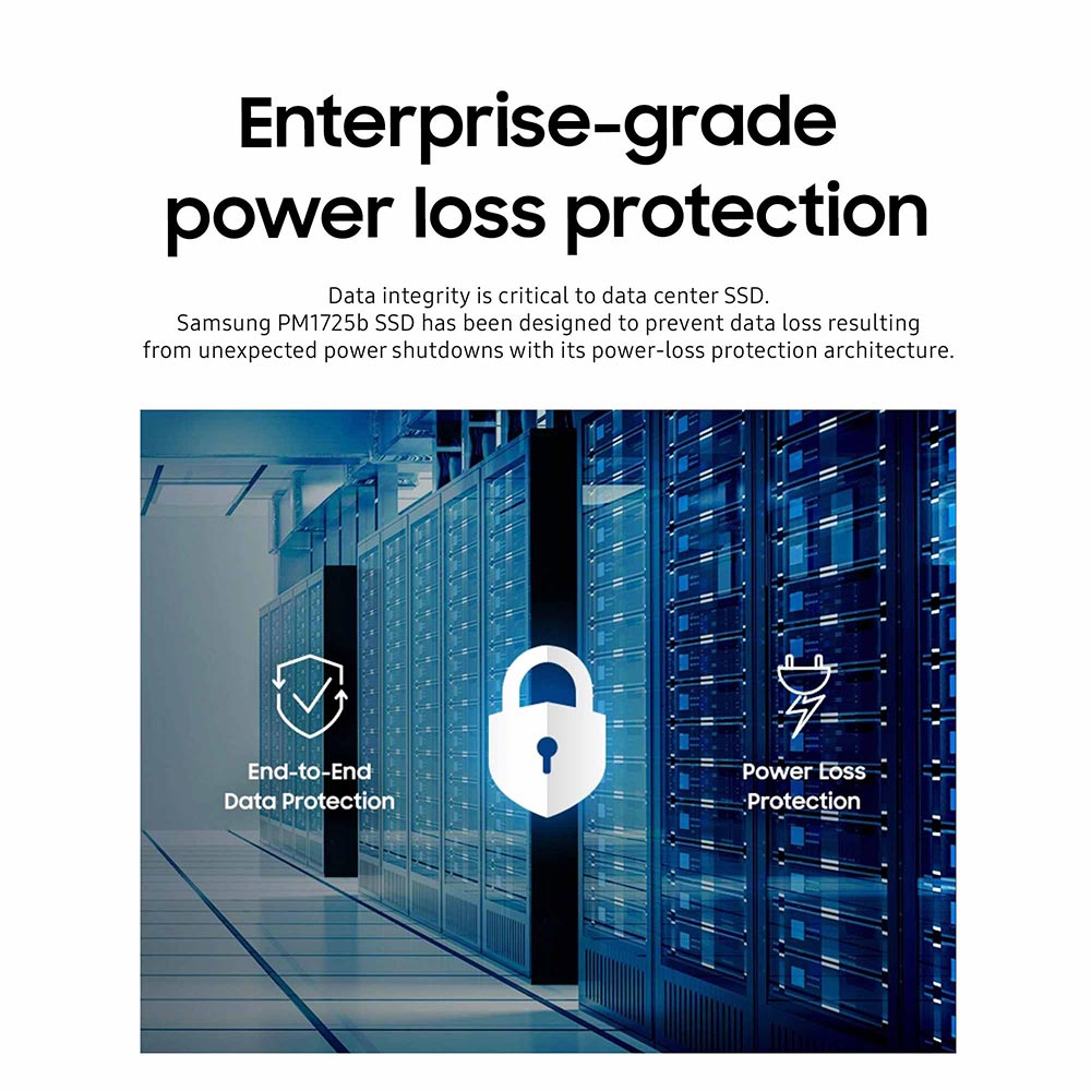 Samsung PM1725b MZWLL1T6HAJQ MZ-WLL1T6B 1.6TB PCIe Gen 3.0 x4 4GB/s 2.5" Dual Port Manufacturer Recertified SSD - Enterprise-grade power loss protection