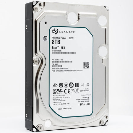 Seagate Exos 7E8 ST8000NM0045 8TB 7.2K RPM SATA 6Gb/s 4Kn 256MB 3.5" Manufacturer Recertified HDDSeagate Exos 7E8 ST8000NM0045 8TB 7.2K RPM SATA 6Gb/s 4Kn 256MB 3.5" Manufacturer Recertified HDD - Product Image
