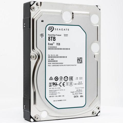 Seagate Exos 7E8 ST8000NM0045 8TB 7.2K RPM SATA 6Gb/s 4Kn 256MB Cache 3.5"  Manufacturer Recertified HDD